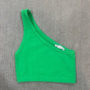 Zara Vibrant Green Asymmetrical Crop Top